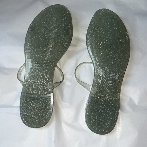 Stuart Weitzman Sawyer Glitter Jelly Slides in Silver, 10 - NEW - $95